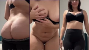 Ultra luce quitándose la ropa de gimnasia y queda completamente desnuda luciendo su depilación en forma de bigote en su coño