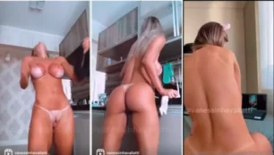 Vanessinha Vailatti, la sensual chica del gimnasio, se ve muy atractiva mientras cocina sin ropa y se mueve con sensualidad