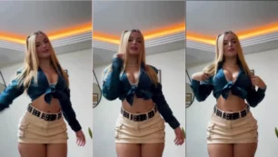 La rubia tiktoker Sarah Estanislau baila con sensualidad mostrando su figura en diminutas prendas