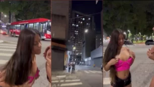 Mariah Kalili y su amiga posan desnudas en el corazón de São Paulo