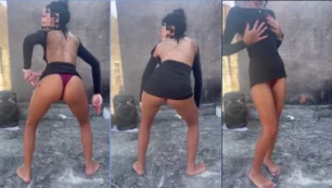 Nayra Castro bailando funk en el lago con ajustados shorts