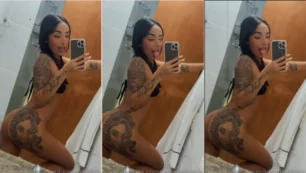 Tainá Ludovica exhibe su tatuado trasero en el baño sin ropa