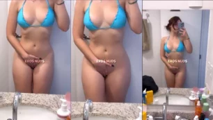 Video de la profesora Cibelly Ferreira tocándose frente al espejo