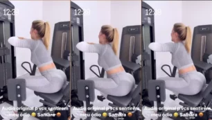 Virginia Fonseca luciendo su impresionante trasero en ropa ceñida en el gimnasio