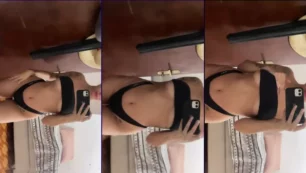 Beatriz Claudino balanceándose frente al espejo en Onlyfans contenido