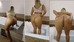 Mirelle Cardoso luciendo la bañera del motel con gran sensualidad