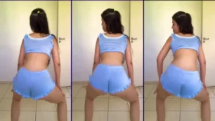 Amateur divirtiéndose bailando funk en pijama a escondidas del chico