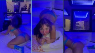 Belle Belinha haciendo un vídeo casero masturbándose caliente sobre la almohada