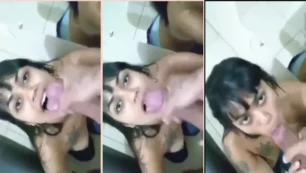 Cleo Matos, una joven sin ropa en el baño, haciendo una deliciosa mamada