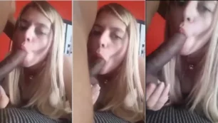 Rubia traviesa follando oral caliente con un chico negro