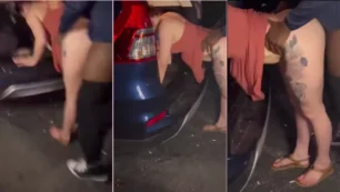 El video casero muestra a su esposo atrapado a la esposa con otra en la calle