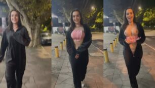 La joven famosa en Instagram apareció en línea exhibiendo su escote en público