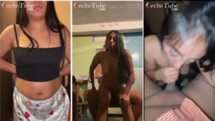 Mujer latina con un trasero destacado practicando sexo oral y montando