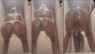 Sabrina Cortez, la rubia, lució espectacular en la ducha, apenas usando tanga, dando un espectáculo de sensualidad