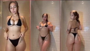 Se filtró un video de Sophieraiin haciendo un striptease en bikini en la ducha