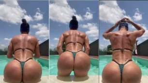 Video casero de Camila Kiss mostrando su cuerpazo en diminuto bikini y culo respingón en la piscina